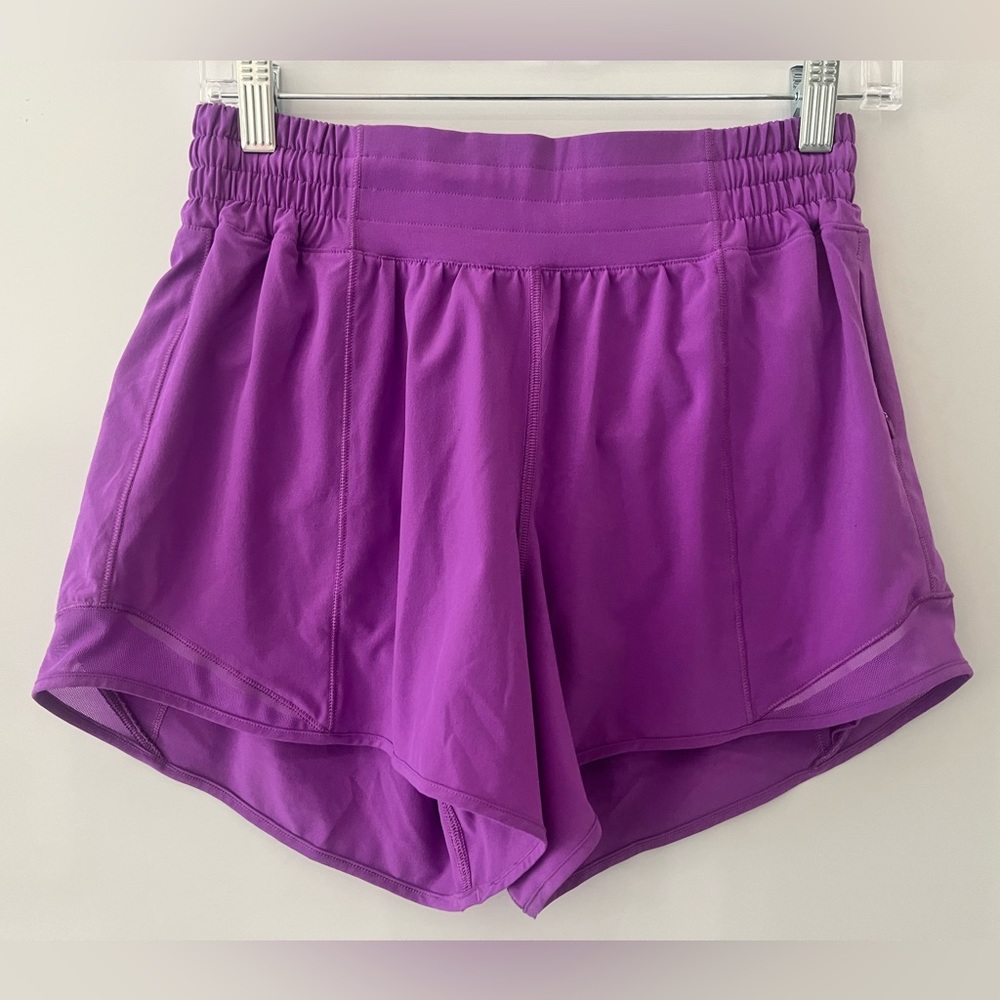 High waisted hotty hot atomic purple Lulu Lemon shorts 4”